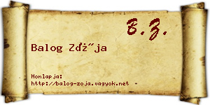 Balog Zója névjegykártya